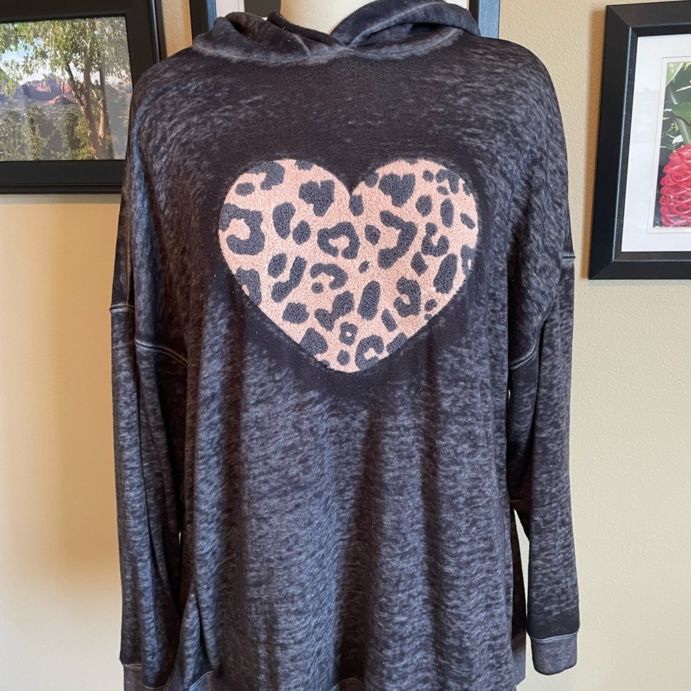 Lane Bryant Charcoal Cozy Hoodie with Heart, Size 18/20